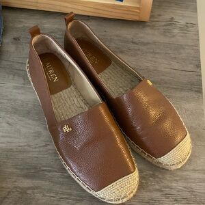 Ralph Lauren saddle brown slip on shoes